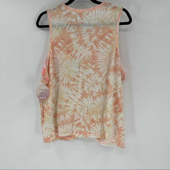 Full Circle Trends Tank Top 2X Pink White Peach with Love Tie Dye - Picture 5 of 6